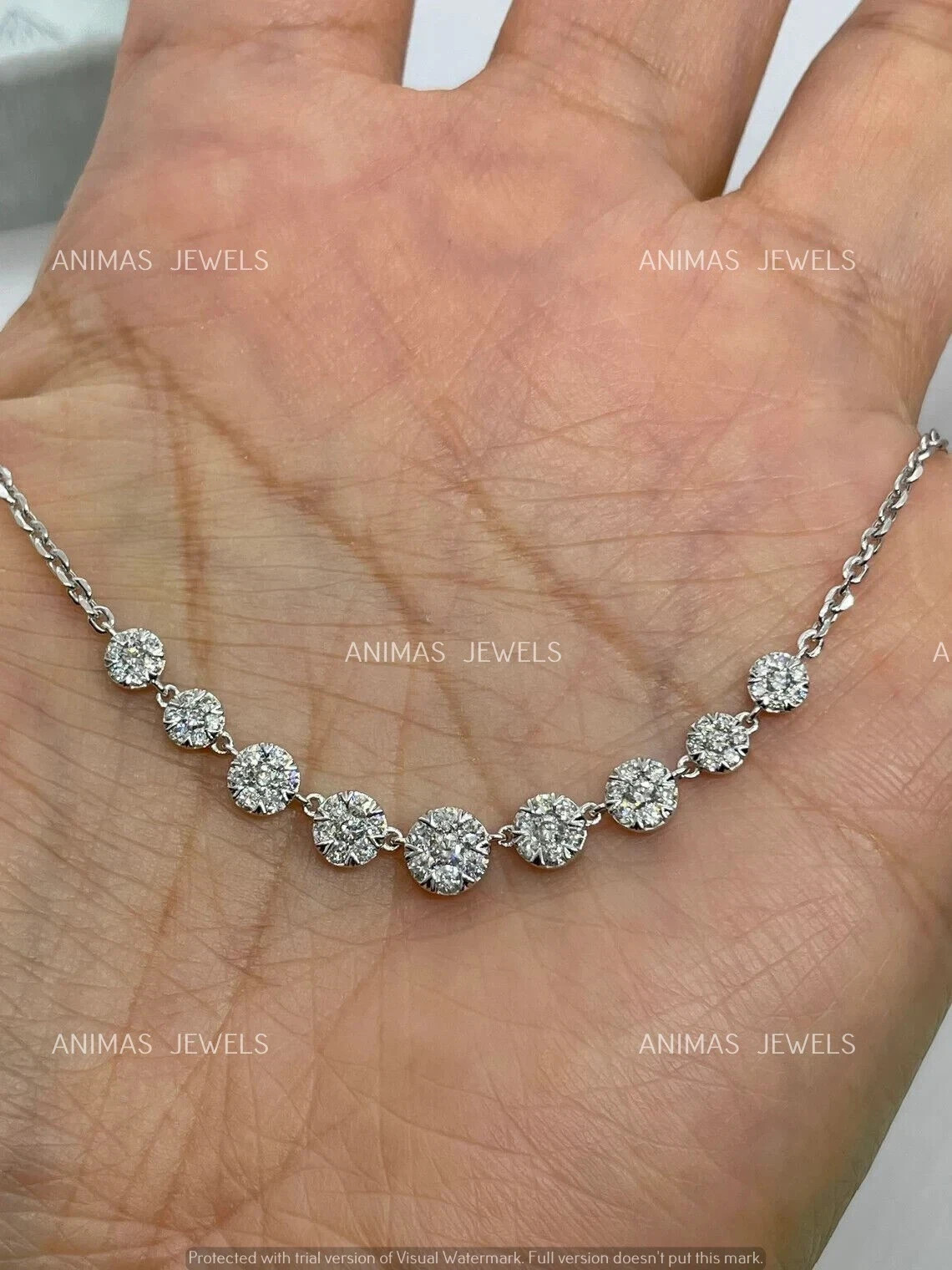 1 CT Round Real VVS1 Moissanite Choker Halo Women’s Necklace 925 Sterling Silver