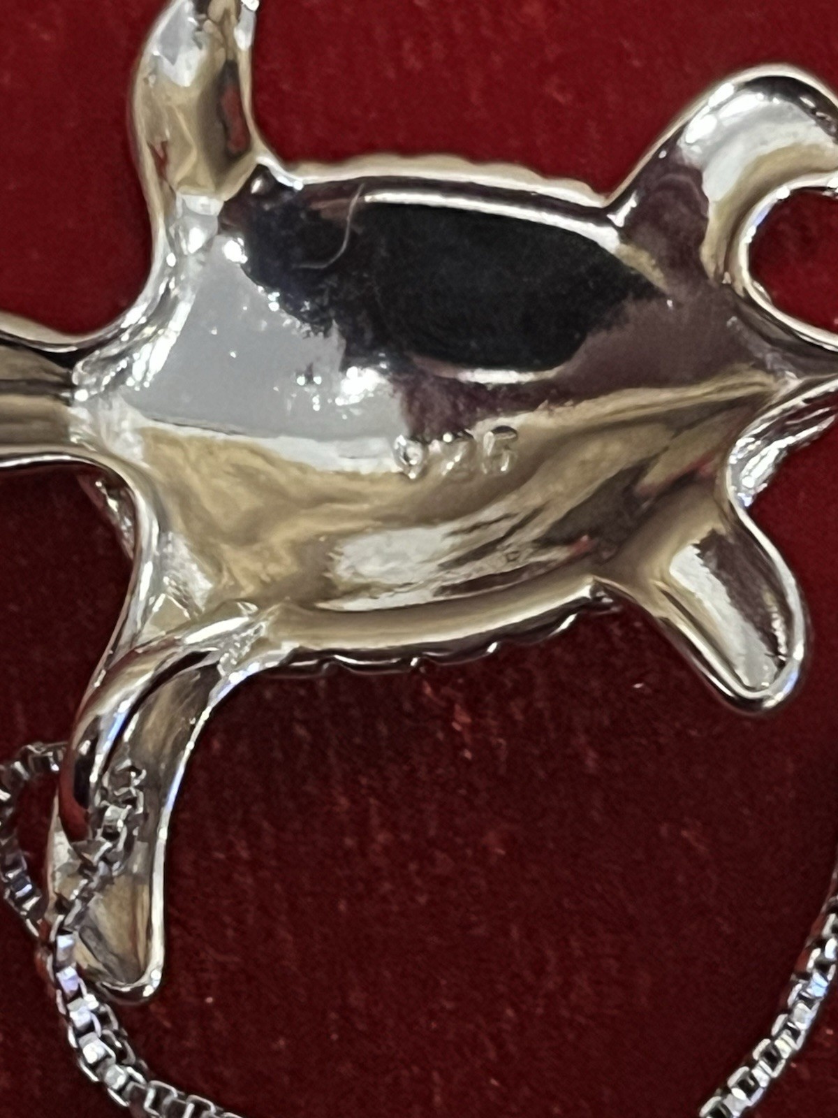 Sterling Silver 925 Hawaiian Turtle Pendant With Opals And Chain. 5.38 G