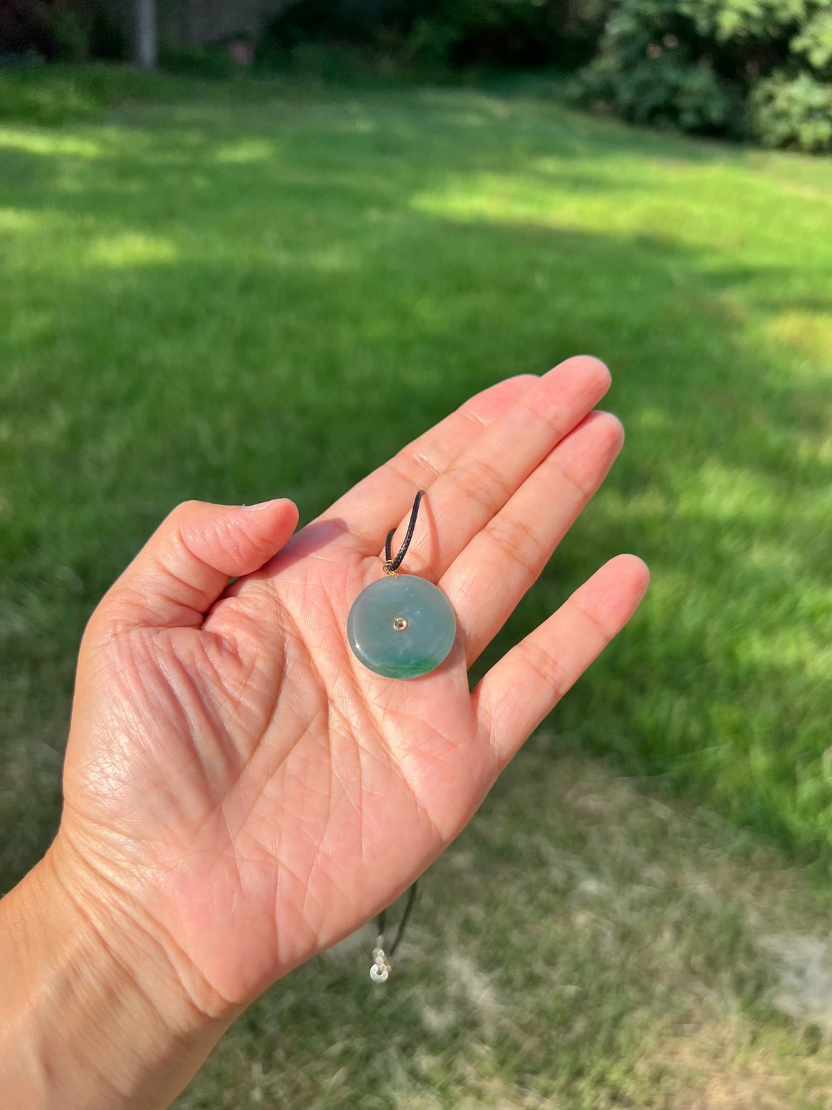 18k Solid Gold 100% Natural Grade A Jadeite Jade PingAn Pendant H70 a