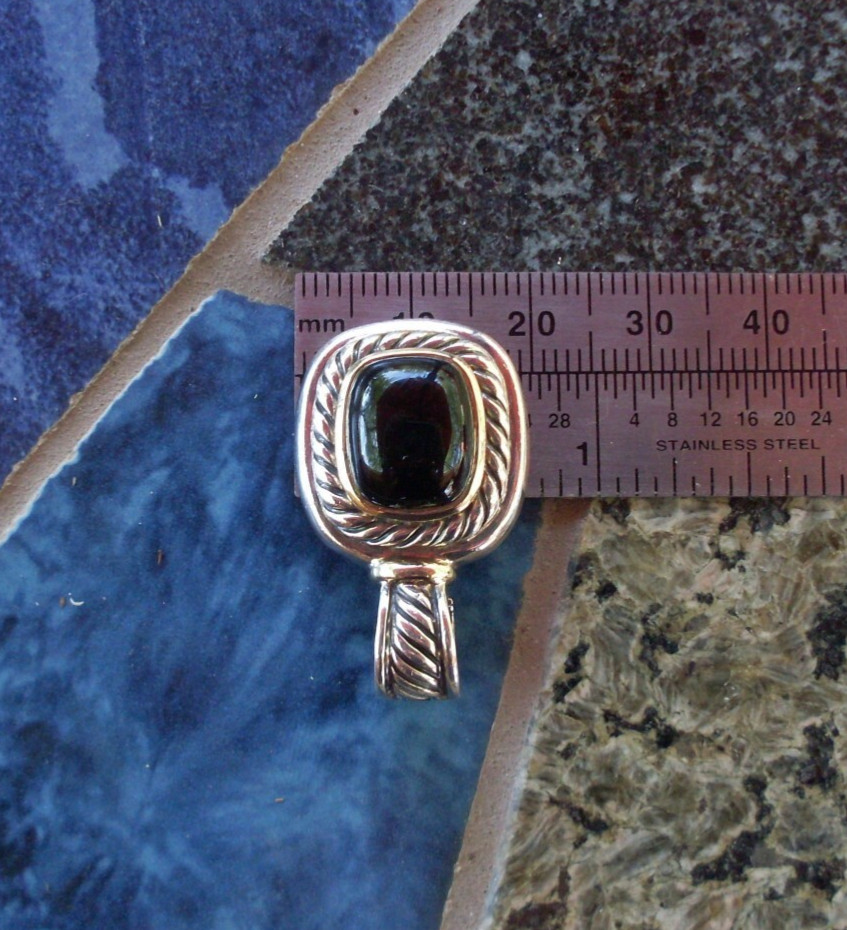 Retired David Yurman Albion Black Onyx Enhancer Pendant w/Chain – 14K/925