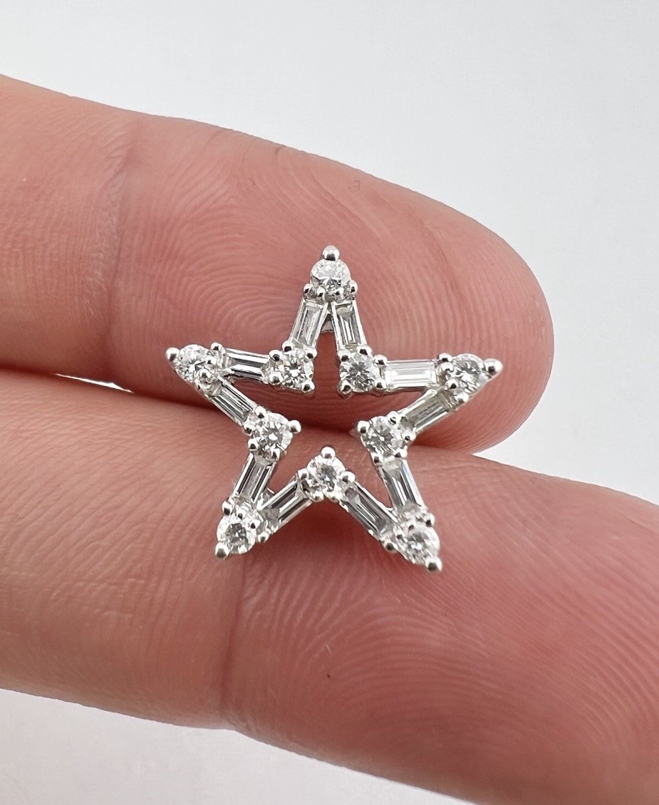 Designer Sonia B. Bitton 14K White Gold Natural Diamond Star Shape Slide Pendant