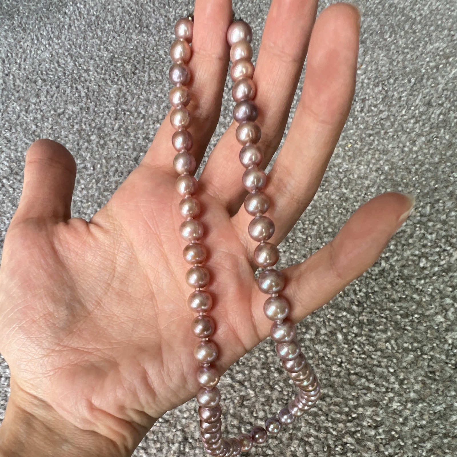Purple Round Pearl Beaded Necklace, Authentic & Untreated