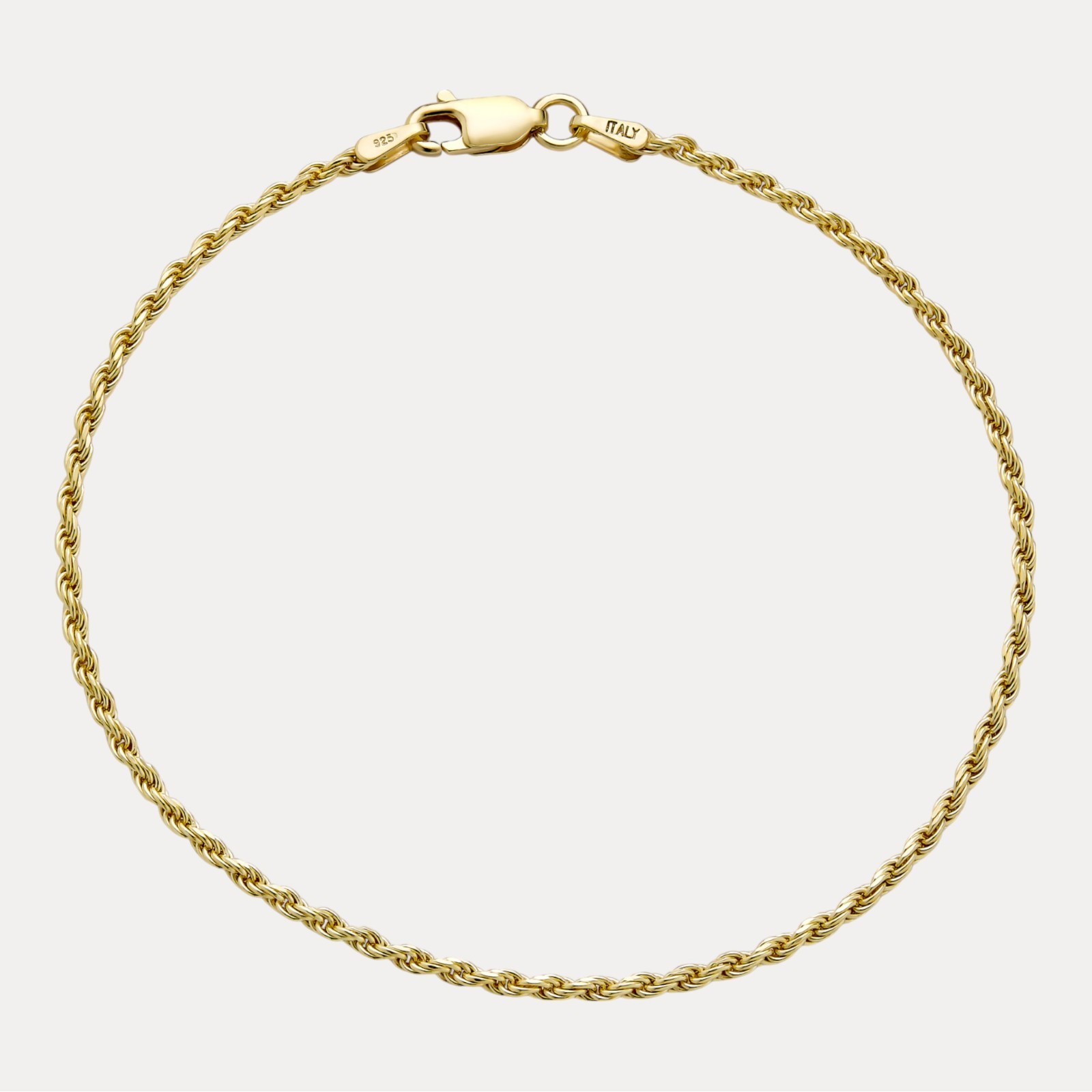 2mm Diamond Cut Rope Bracelet – Solid 925 Sterling Silver Or 14k Gold Vermeil