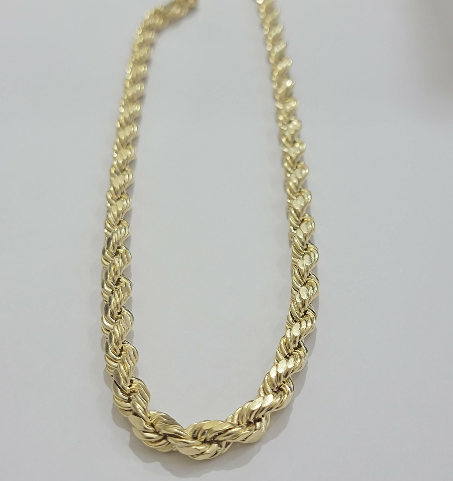 Real 10k Yellow Gold Rope Necklace 7mm Chain 18″-30″ Inch Diamond Cut, 10kt MENS
