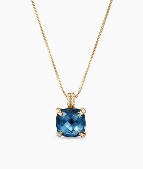 David Yurman Hampton Blue chatelaine necklace Gold With diamond Accents