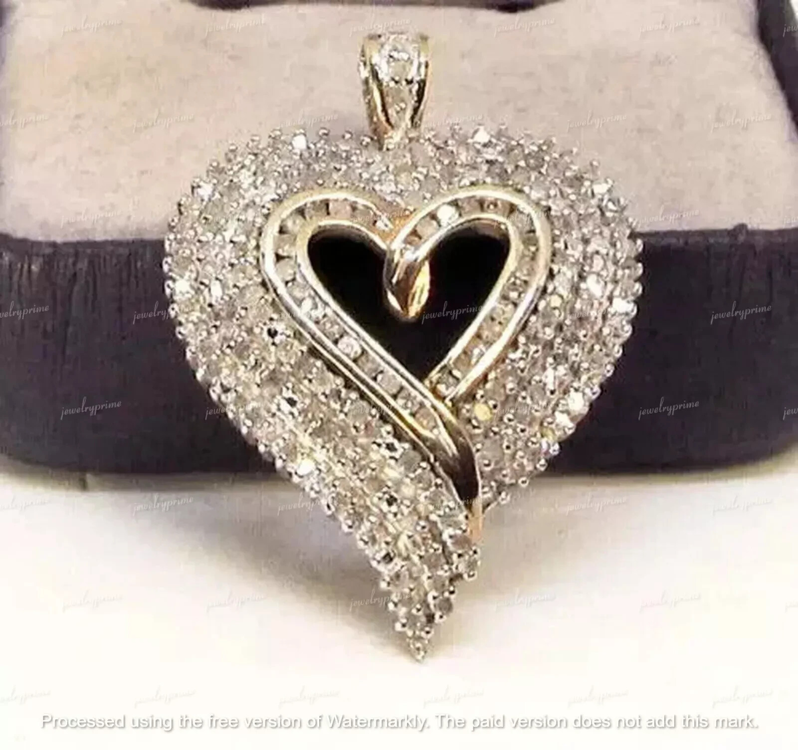 2Ct Round Cut Lab-Created Diamond Heart Pendant 14k white Gold Plated 18″ Chain