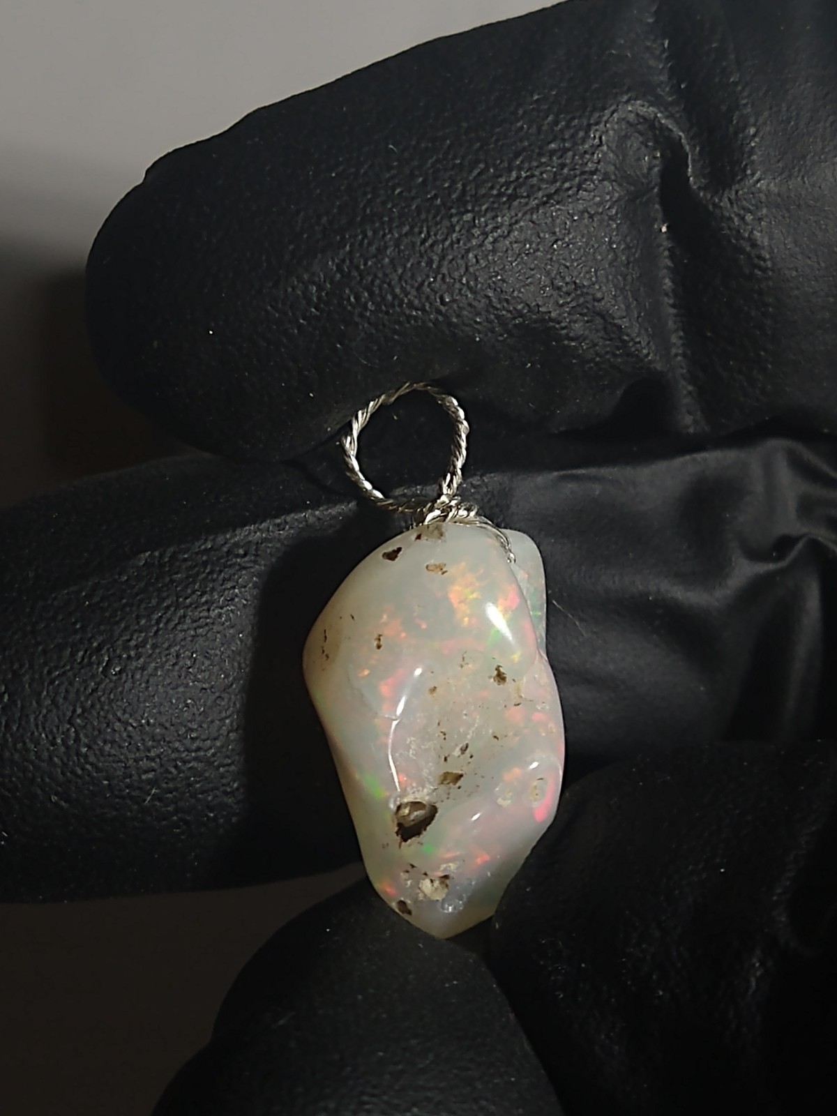 Bigger Opal Pendant Tumble Freeform Sterling Silver