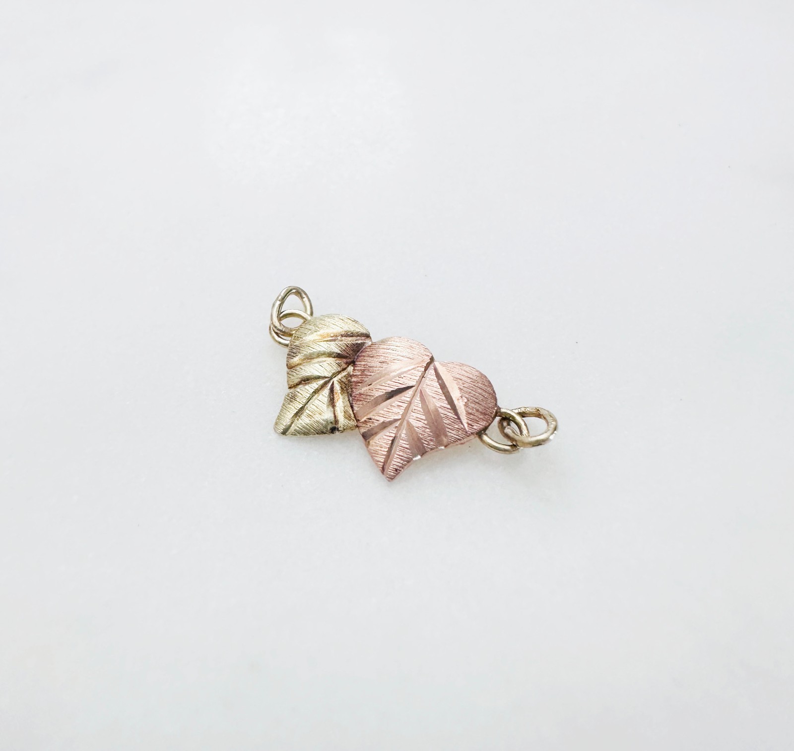 Solid 10K Multi-Tone Gold Black Hills Leaf Slider Pendant / Bracelet Attachment
