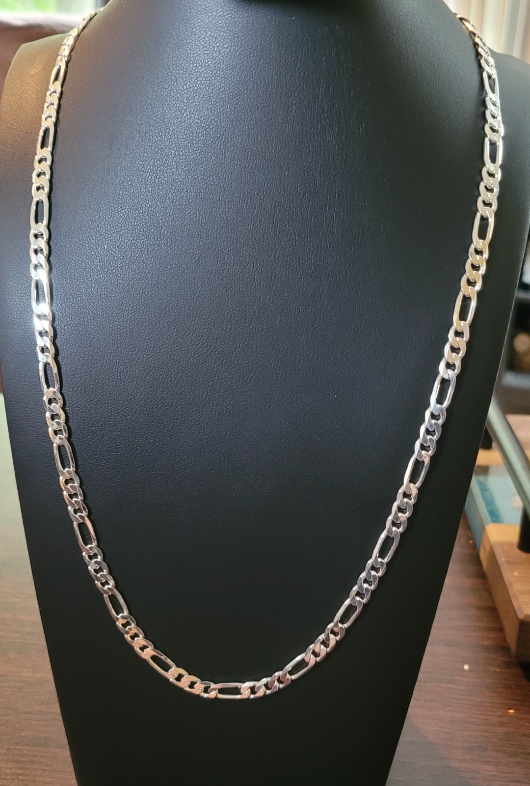 Solid 925 Sterling Silver Figaro Chain, 24″, 5mm, 22 grams, Stamped 925, Unisex