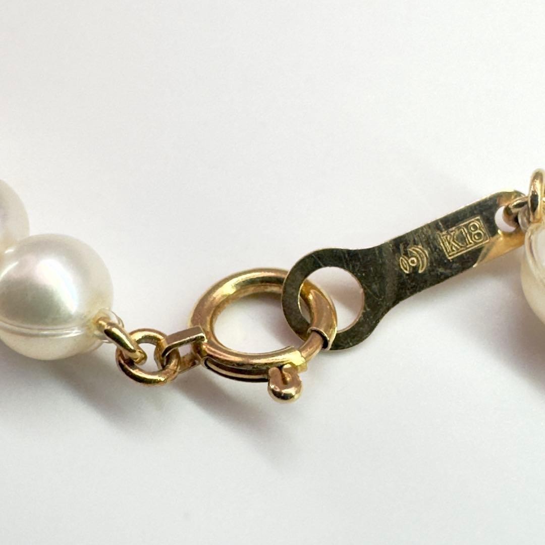 TASAKI 18K White Pearl 3-Row Wire Necklace 3-5.2mm 40cm 6.8g Triple Strand w/Box