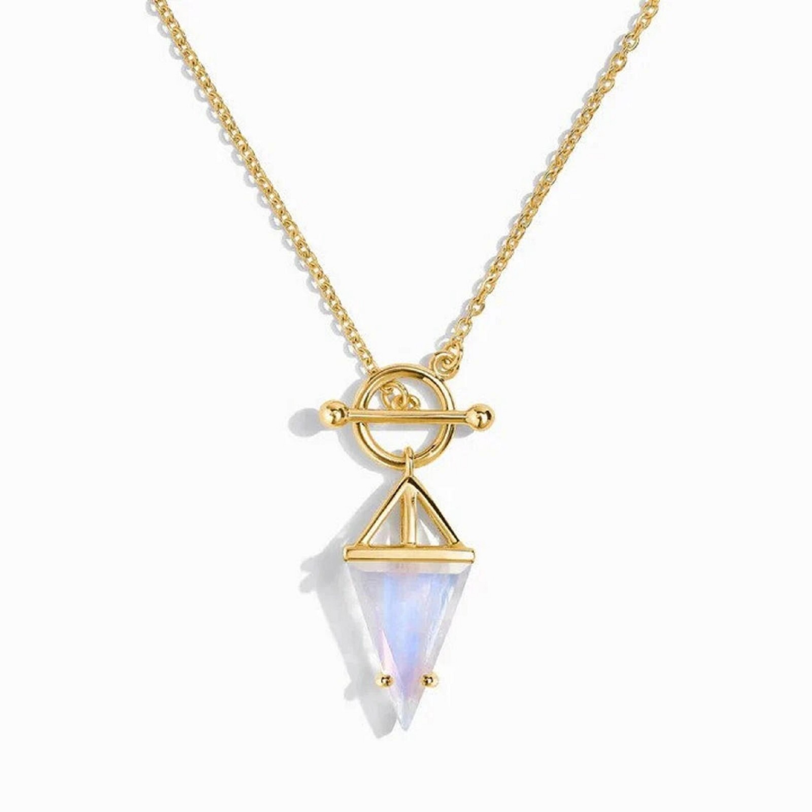 Rainbow Moonstone Necklace Silver Handmade Minimalist June Birthstone Pendant