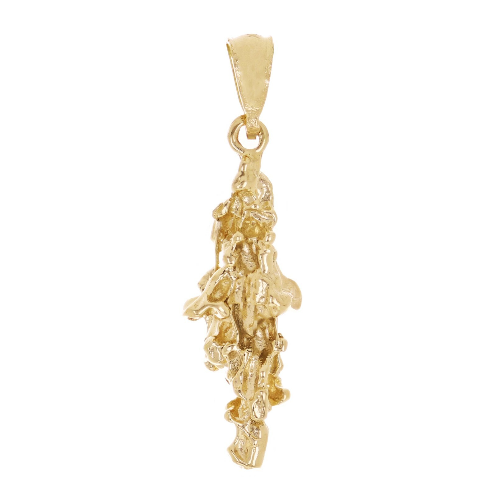 14k Yellow Gold Solid Free Form Nugget Charm Pendant 1.3″ 3.4 grams