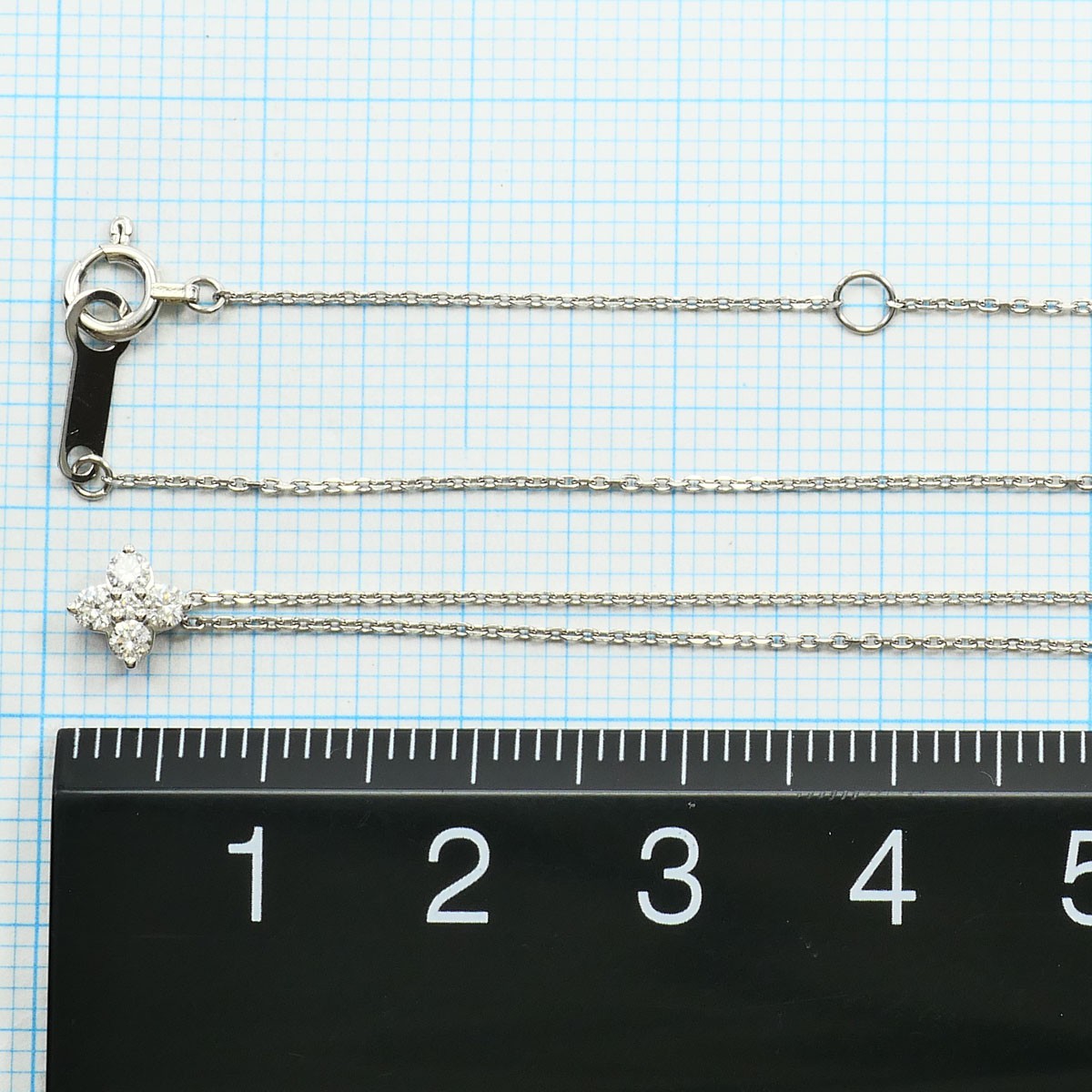 4℃ PT850 Platinum Necklace Diamond (no carat mark) 1.7g 40cm Free shipping…