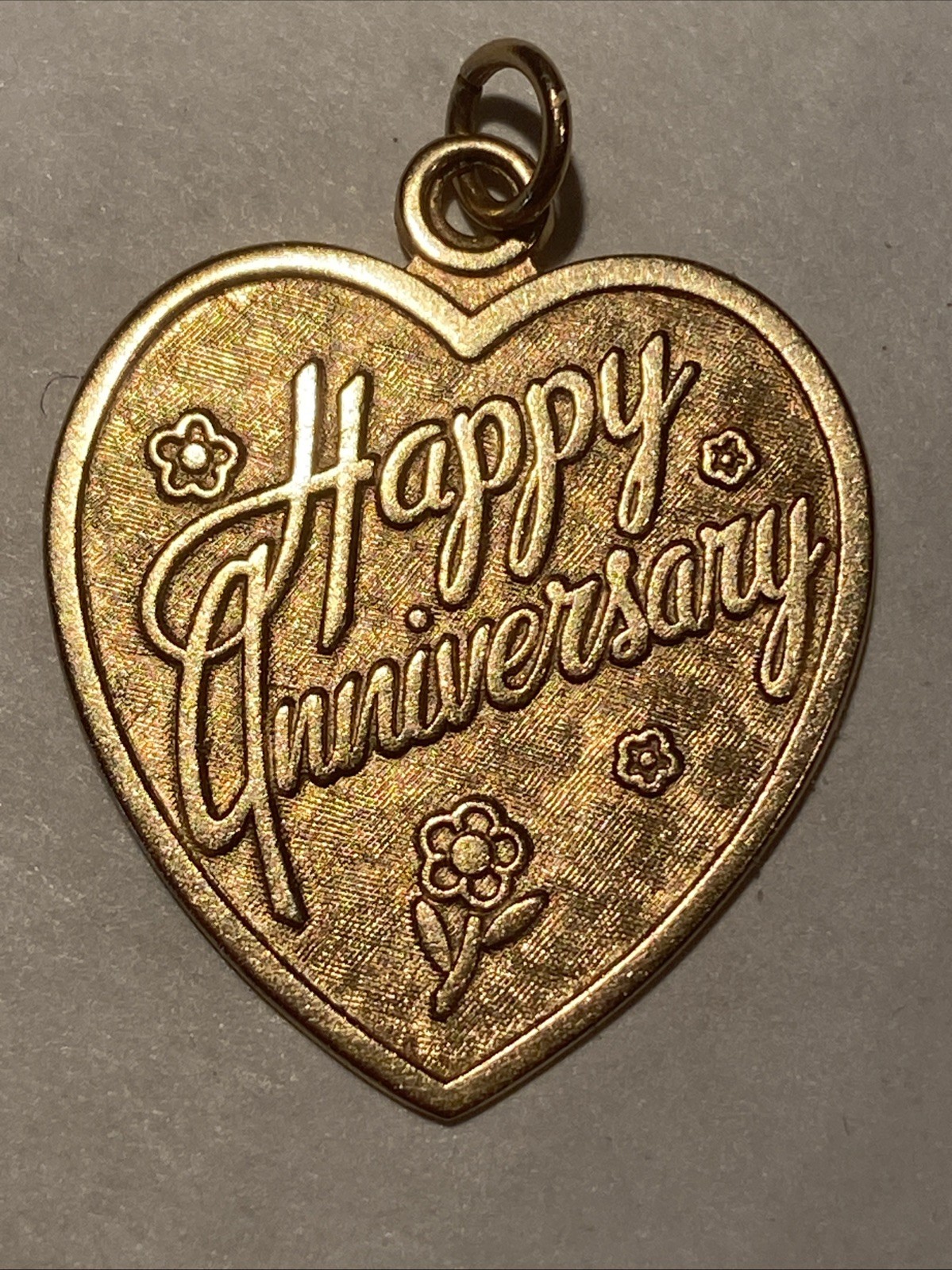 Nice Vintage 14k HAPPY ANNIVERSARY HEART Charm 3.4 Grams
