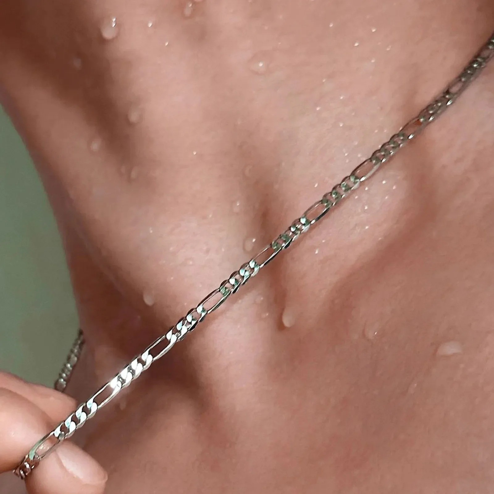 925 Sterling Silver 4MM Figaro Chain Necklace Men Women Fashion Party Jewelry