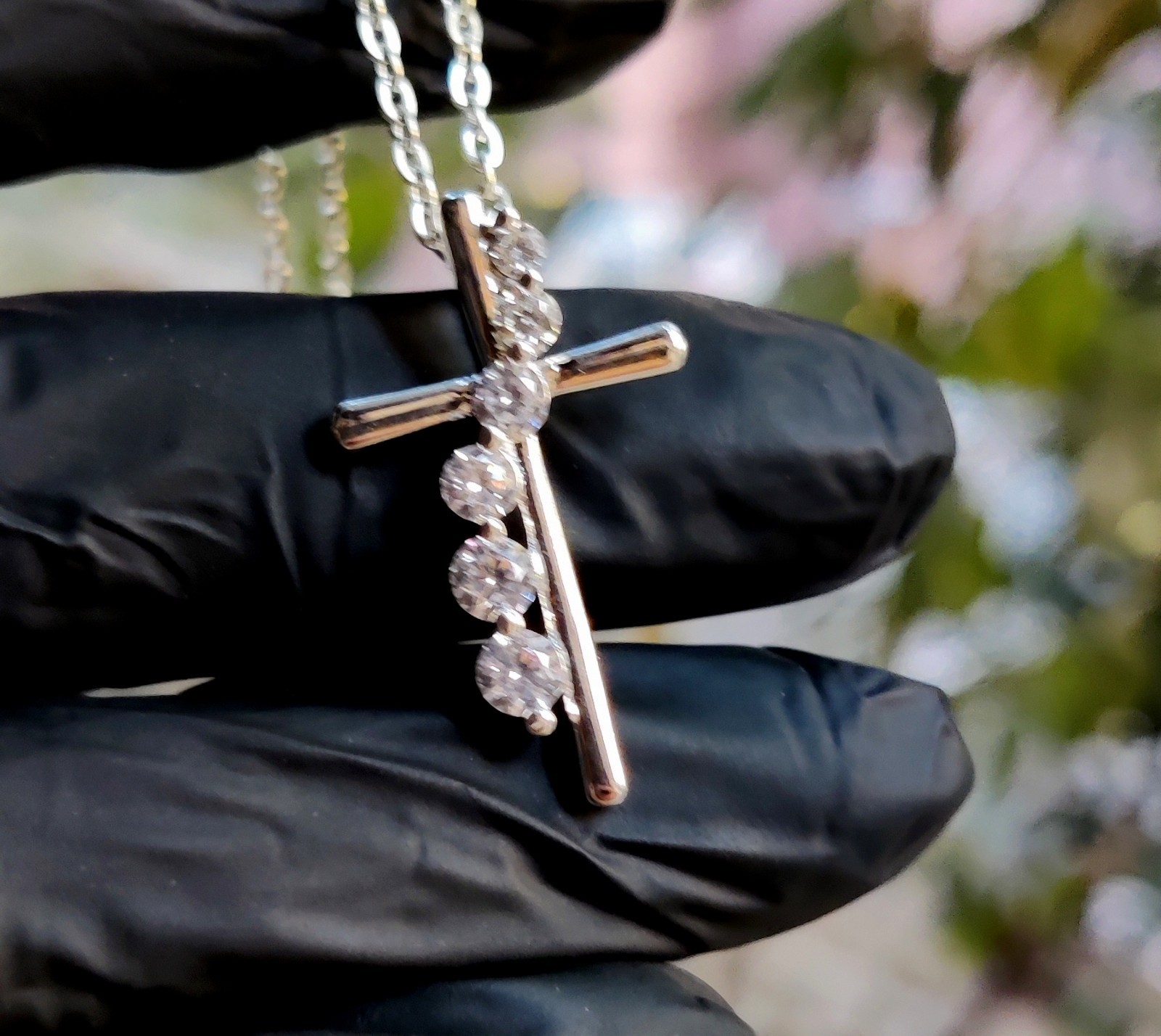 2Ct Round Natural Moissanite Jesus Cross Pendant 14K White Gold Plated Silver