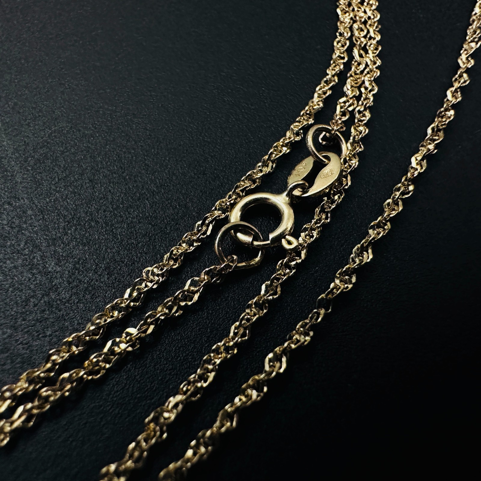 10K Yellow Gold Diamond-cut Prince of Wales Link Chain Necklace, 1.1mm, 17 3/4″