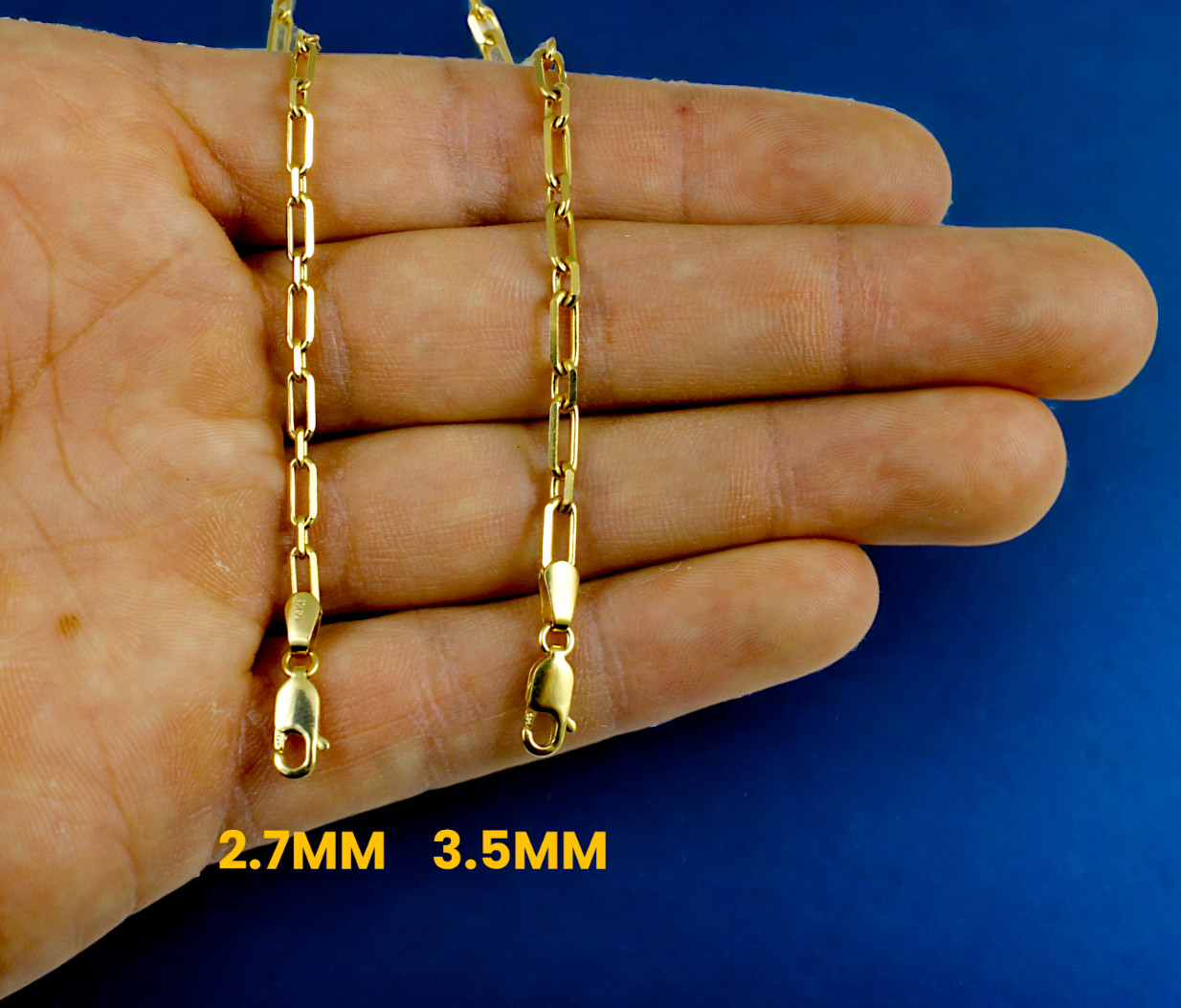 14K Yellow Gold SOLID Oval Paperclip Rolo Necklace Bracelet Chain 2mm-4mm 7″-30″