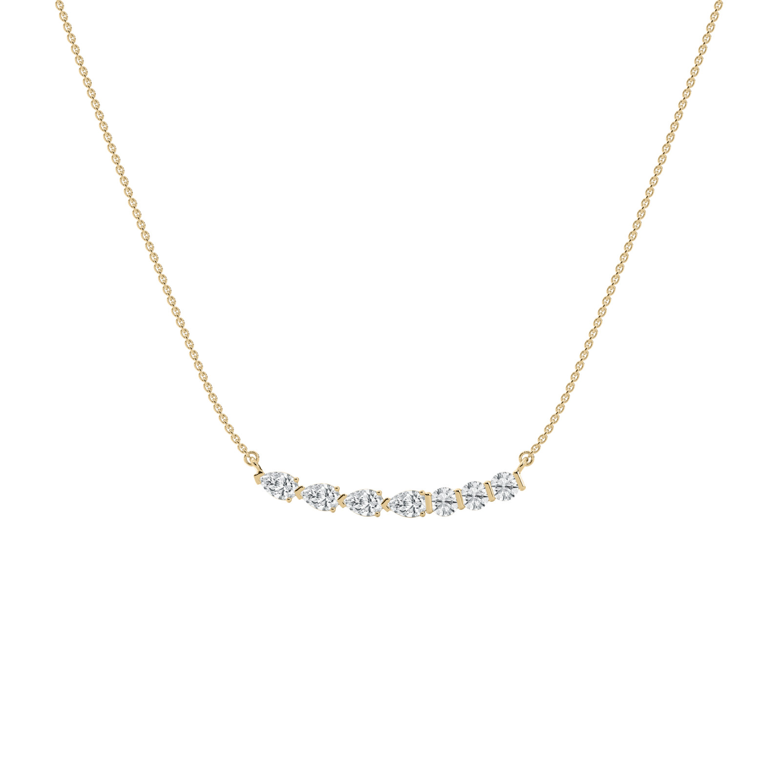 1.00 Ct E-F VVS-VS Lab Grown Round Pear Diamond Necklace Pendant 14k White Gold