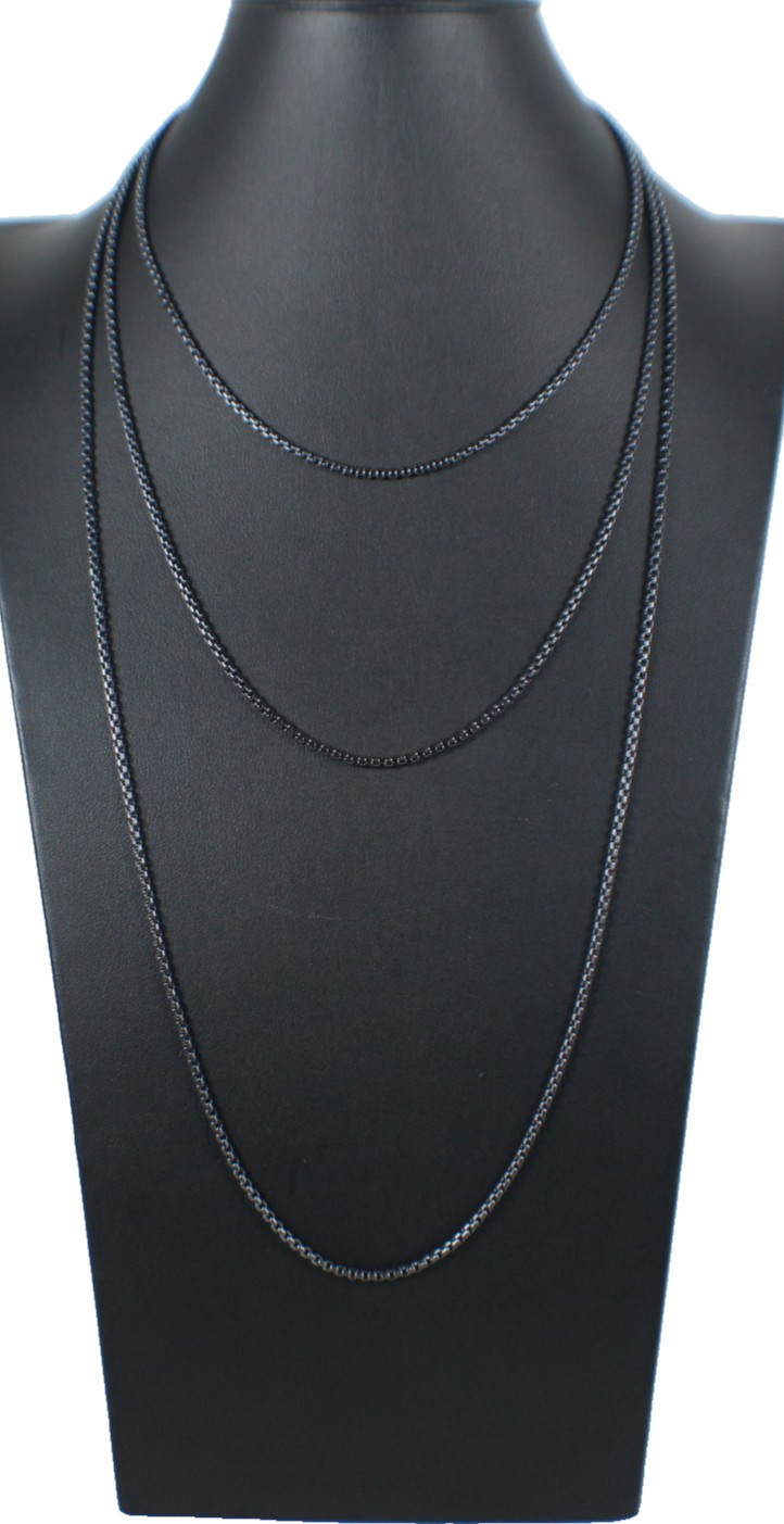 DAVID YURMAN Black PVD Sterling Silver 2.7mm Box Chain Extra-Long Necklace 72″