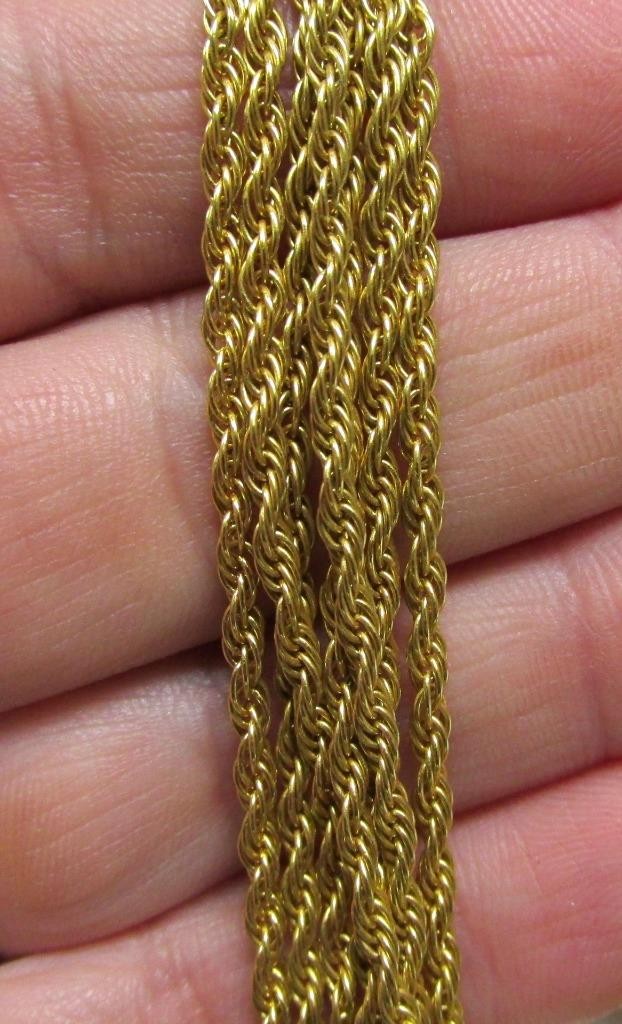 Gold Plated Sterling Silver 7 Strand Rope Chain Necklace 19.5″ ~ 41.7g ~ 9-D808