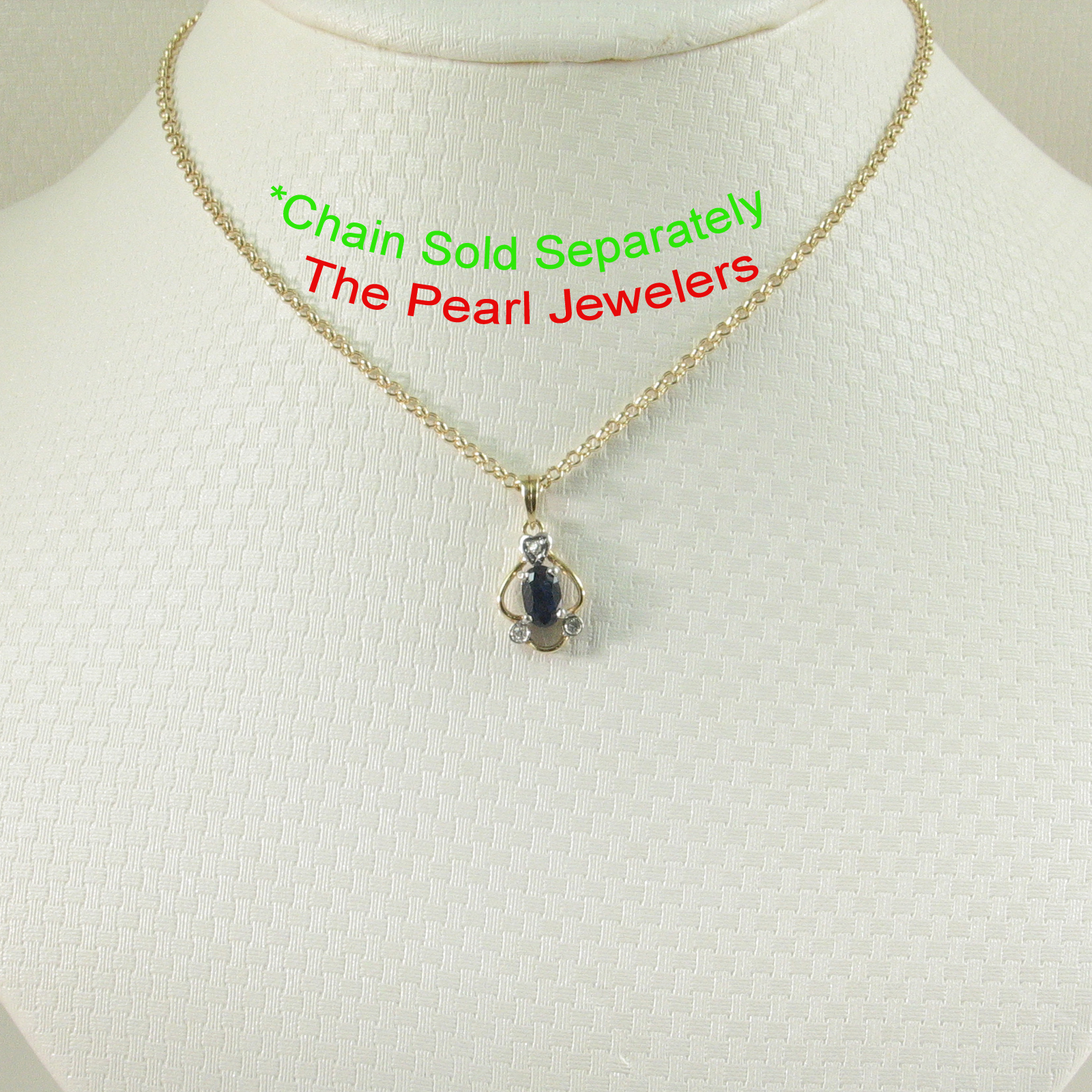 Genuine & Natural Blue Sapphire Diamonds Pendant In 14kt Yellow Solid Gold TPJ