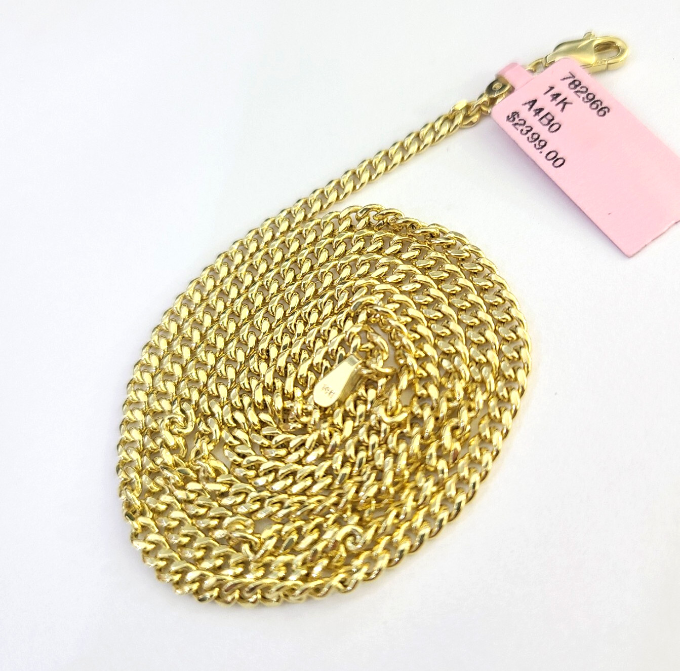 14k Gold Chain Miami Cuban Link Necklace 22 Inch 2.5mm REAL 14kt Yellow Gold