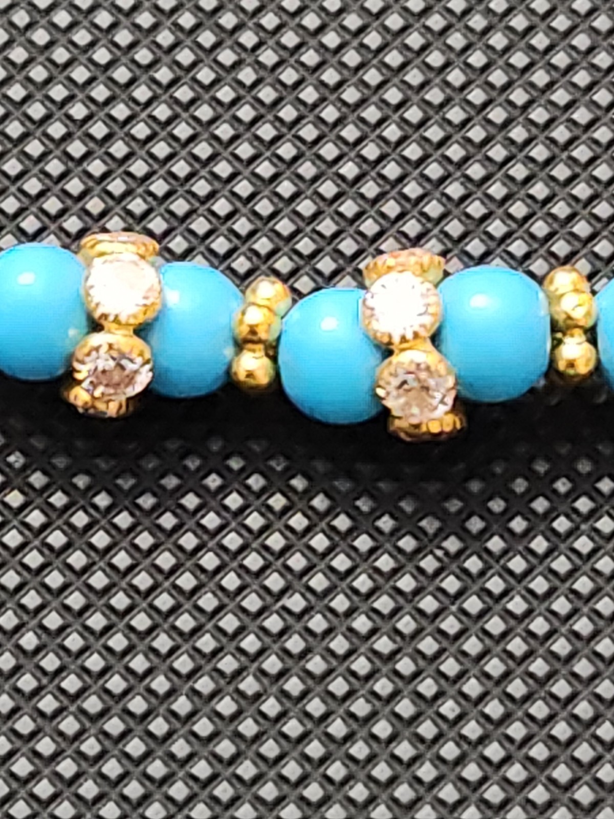 22k Gold And Turquoise Pendent And Necklace Cz Accents Length 16.5 In Wt 18.7 Gm