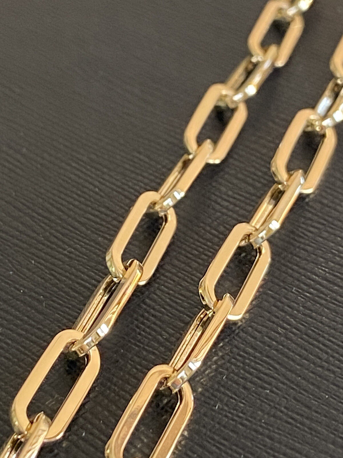 14K Yellow Gold 6 mm Bold Paperclip Bracelet Link Layer 7.5 inch 4.2 grams