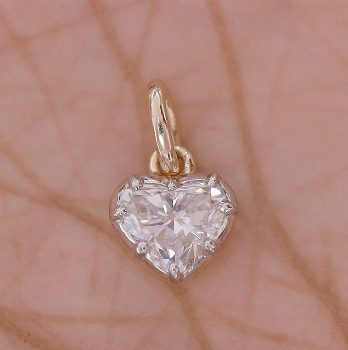 1 Ct IGI Heart Cut Diamond Solitaire Pendant 14K Yellow Gold Lab Grown