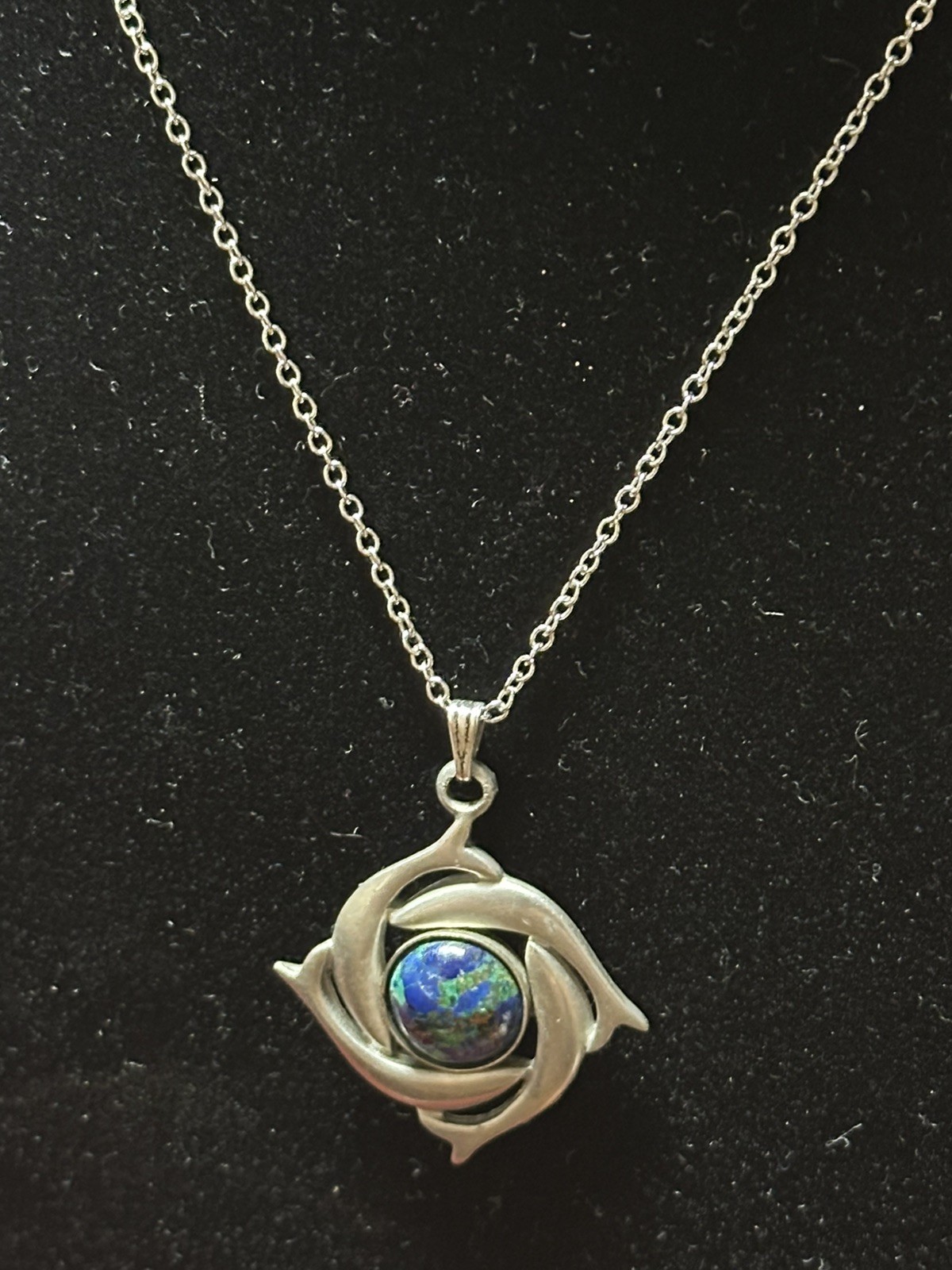 Vintage Ken Kantro 925 Sterling Silver Earth Planet Globe Swirl Pendant Necklace