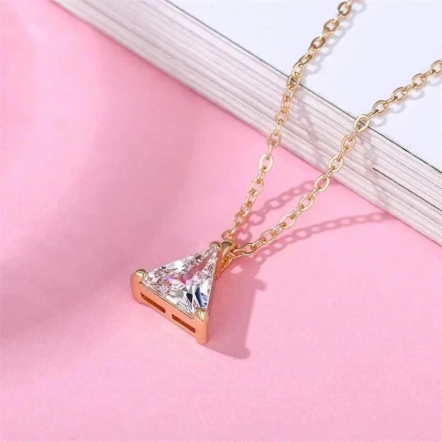 2Ct Trillion Cut Lab Created Diamond Solitaire Pendant 14K Yellow Gold Finish