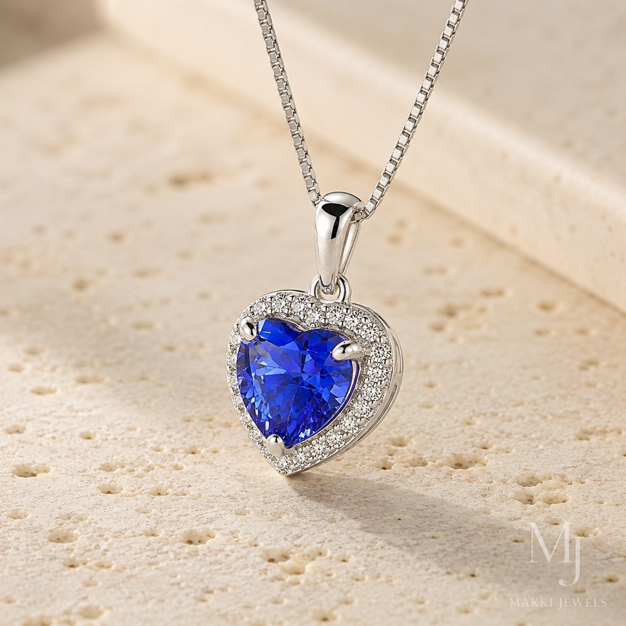 Heart Shape Tanzanite Solitaire Necklace for Women – Anniversary Jewelry Gift