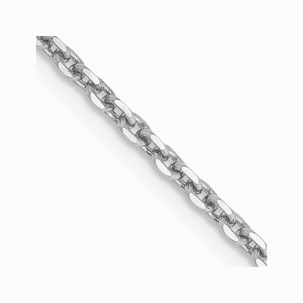 10K White Gold 1.65mm Diamond-Cut Cable Chain Necklace 16″-24″