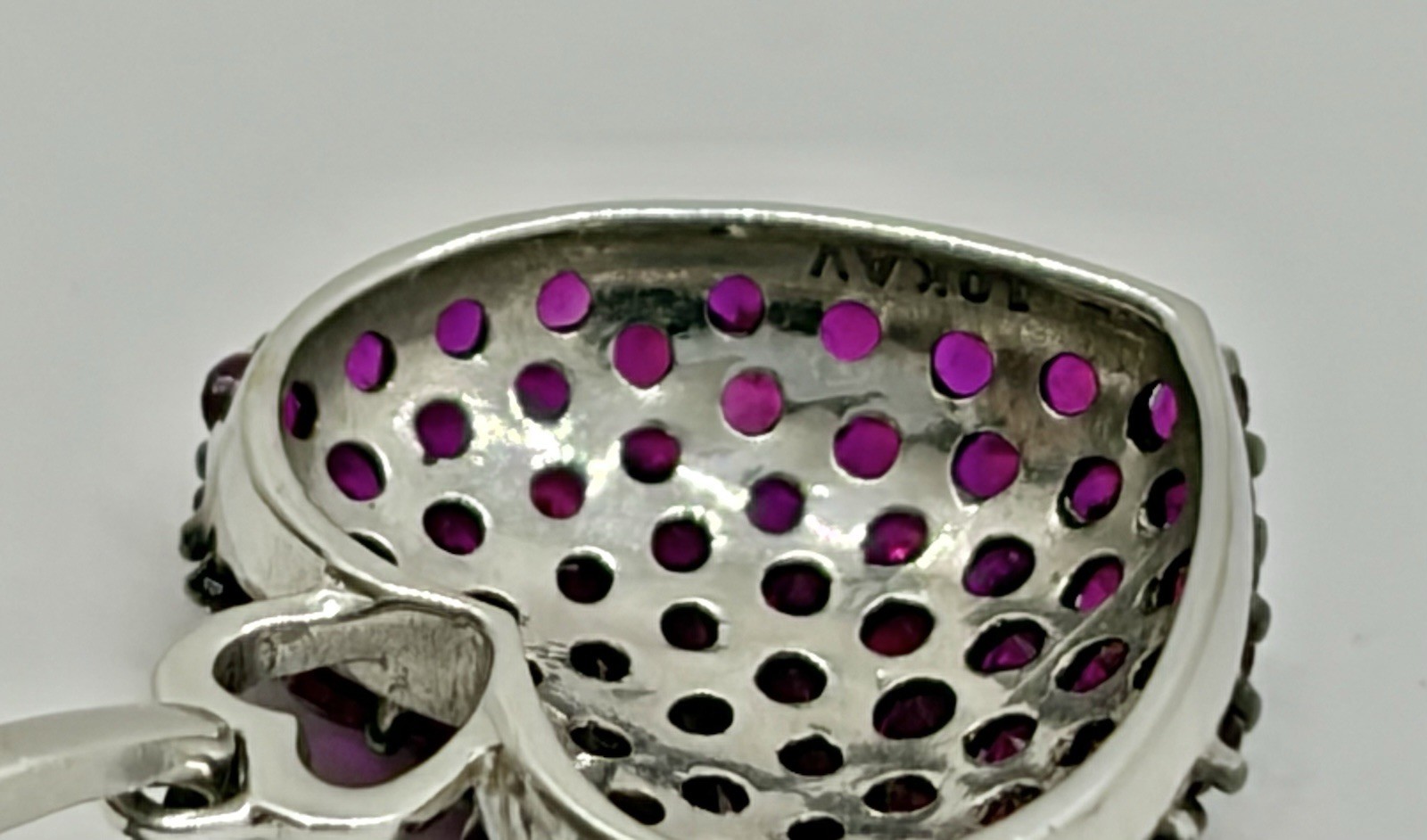 Alwand Vahan 10k Solid White Gold Genuine Rubies Diamonds 3D Heart