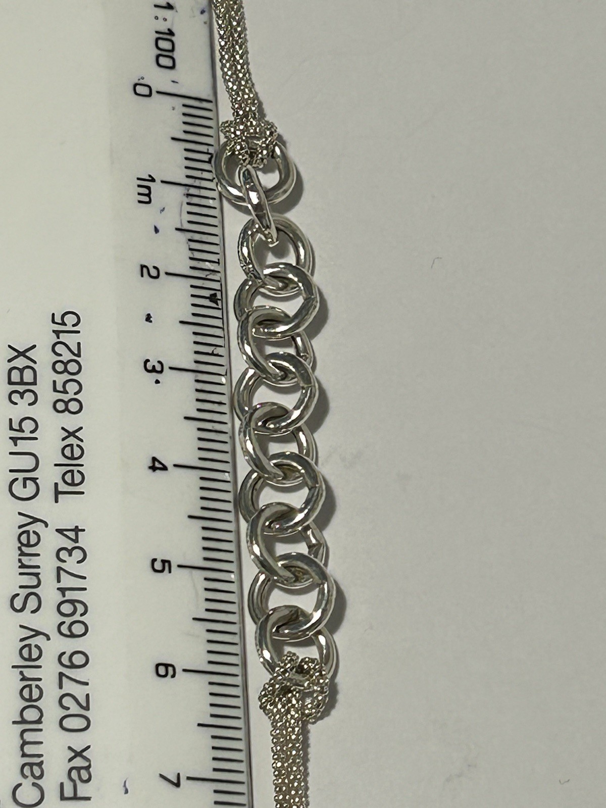 Sterling Silver Double Popcorn Link Necklace with Large Round Link Front (6.42g)