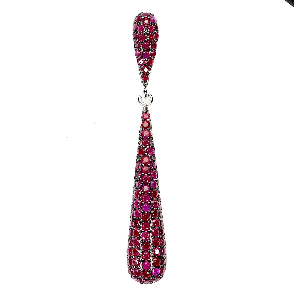925 Sterling Silver Pendant Ruby Myanmar Round Diamond Cut Gemstone Jewelry