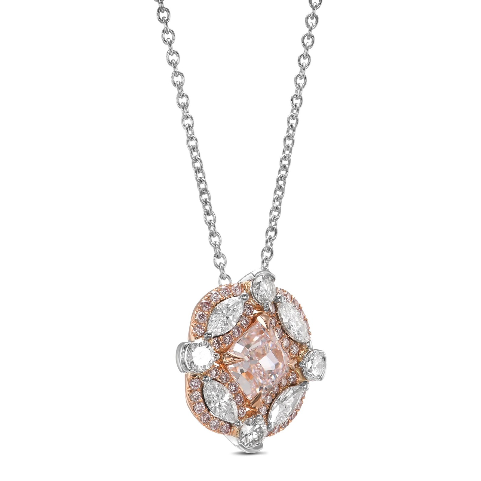 1.84Ct Fancy Light Pink Cushion Moissanite Pendant 925 Sterling Silver Necklace