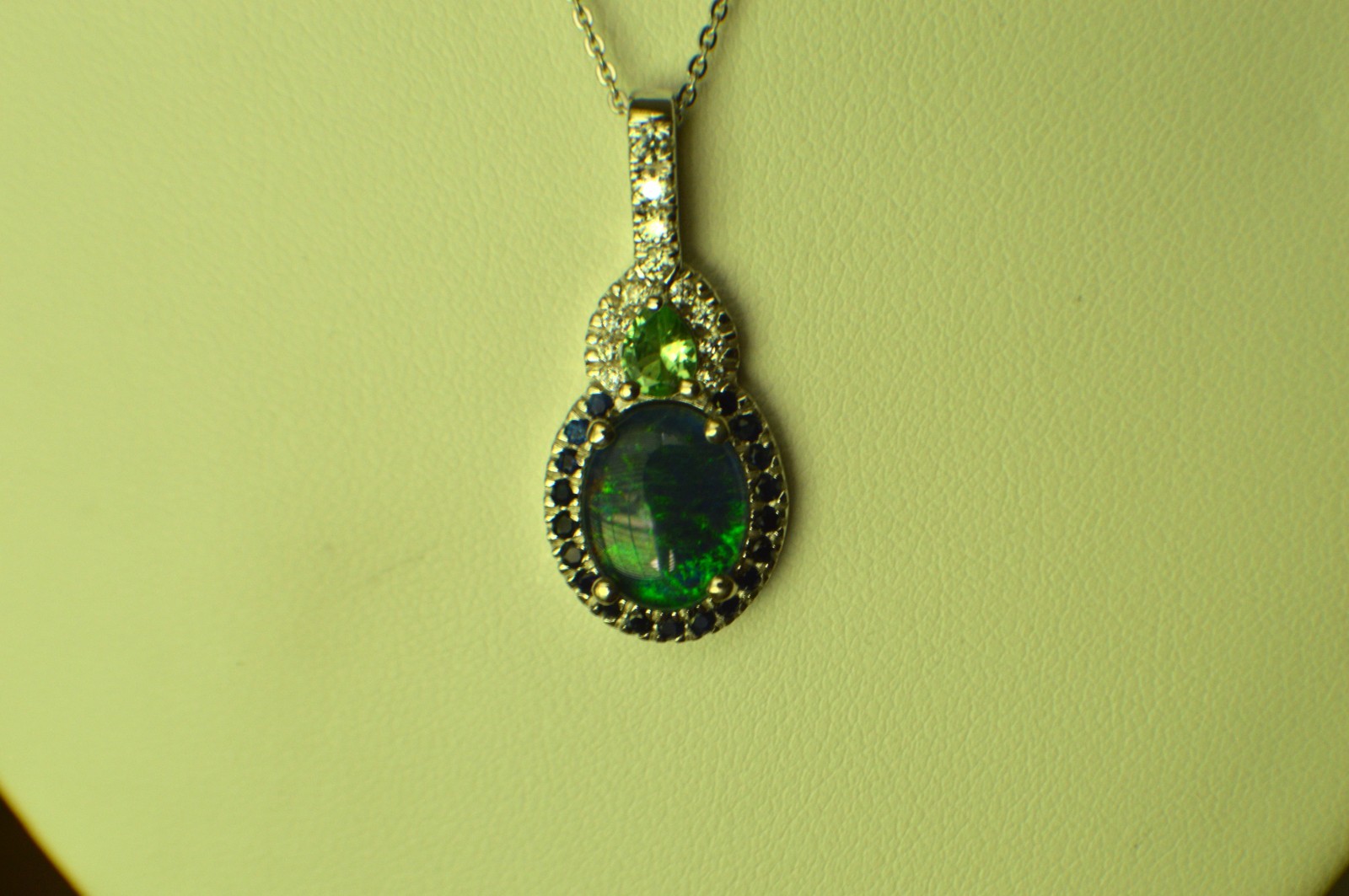3.50ct Elysian Opal Triplet /Multi Gem Rhodium Plated Pendant with 20″ Chain