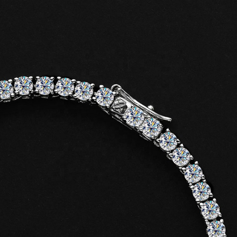16Ct 4MM Real Moissanite Tennis Necklace 925 Sterling Silver VVS1 18 Inch