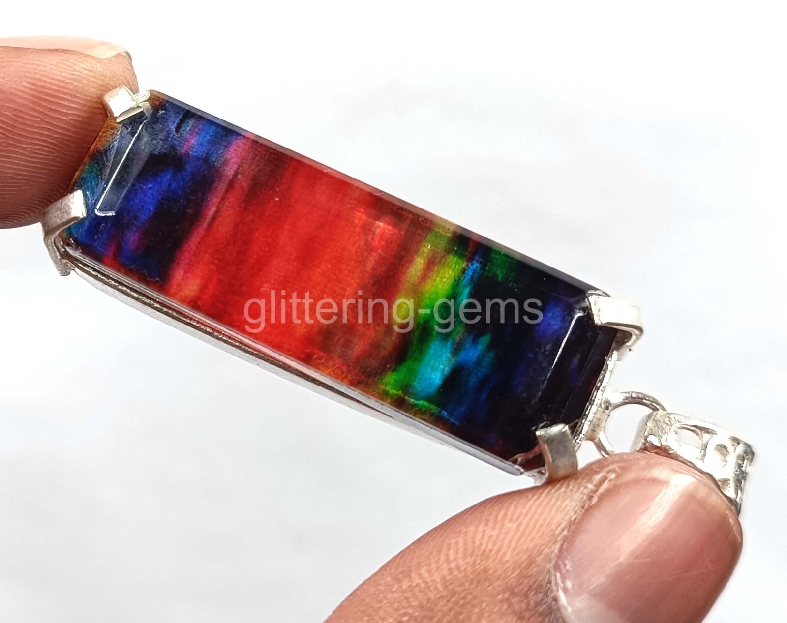 IGL 58.10Ct Natural EMERALD Ammolite 925 Solid Silver Pendant Gemstone 5AID