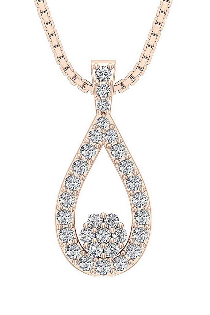Fashion Pendant Necklace SI1 G 0.50 Ct Natural Diamond 14K White Gold 0.75Inch
