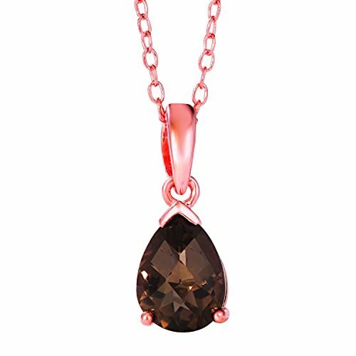 LeVian 925 Sterling Silver Rose Gold Plated Smoky Quartz .75 ct Pendant Necklace