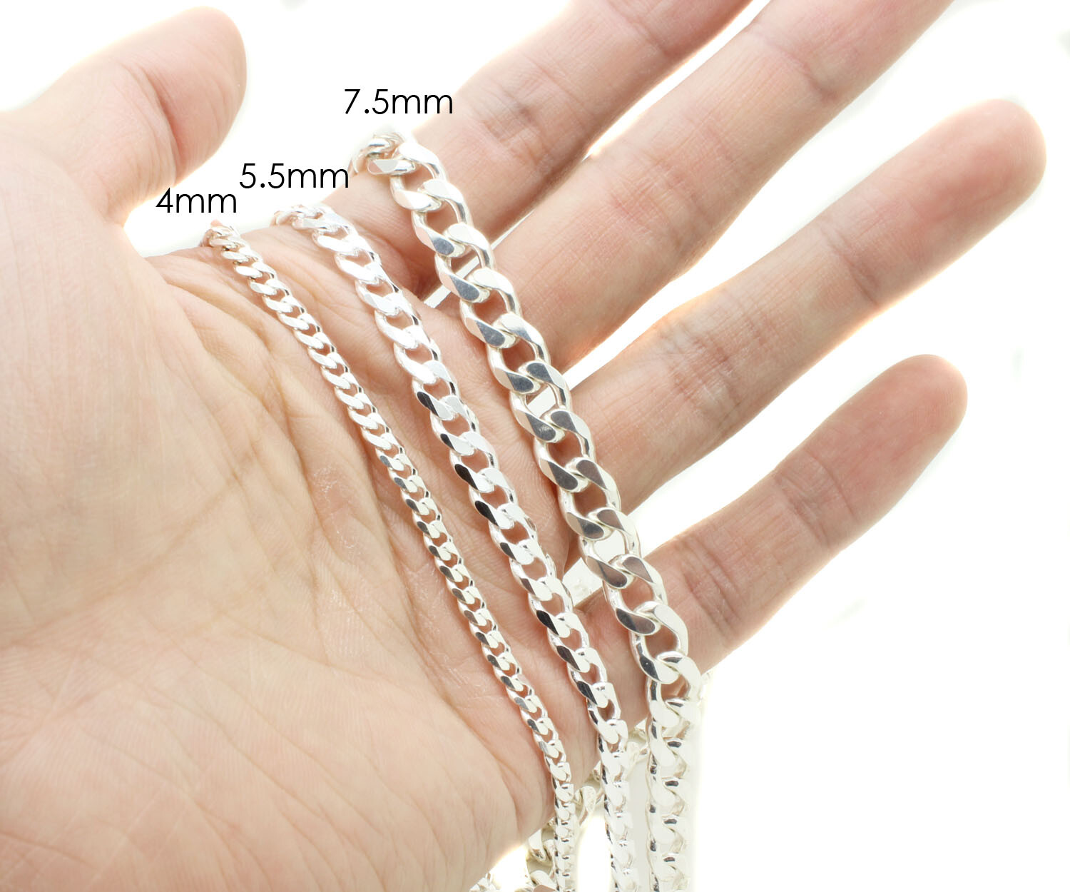 Solid .925 Sterling Silver Cuban Curb Heavy Chain Italy Light Necklace 16-30In