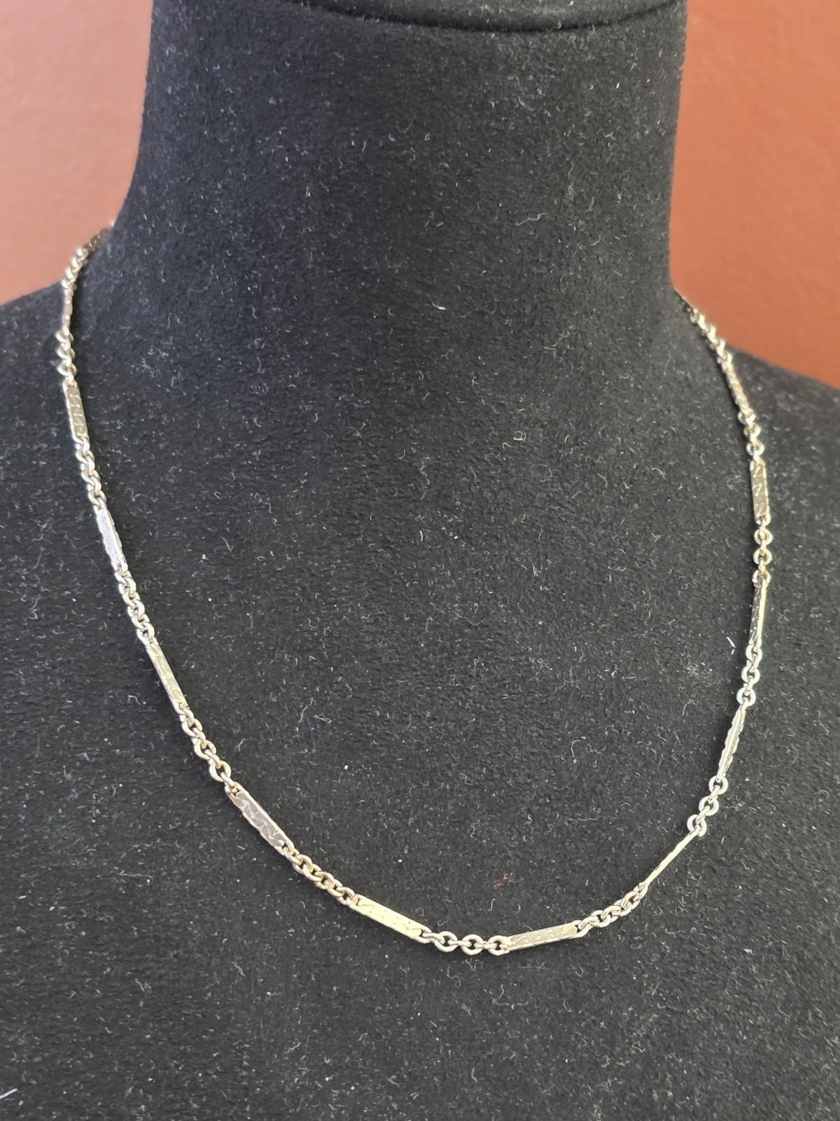 Vintage Sterling Silver 925 Bar Chain Necklace 15″ INCH 2mm 5.3 GRAMS