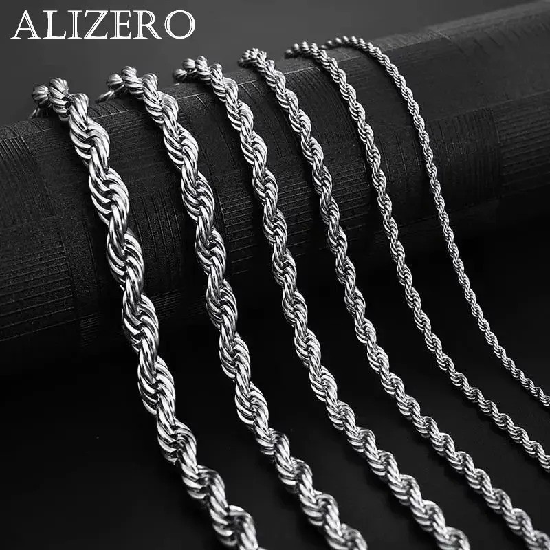 4mm Diamond Cut Solid 925 Sterling Silver Italian Rope Chain Men’s Necklace