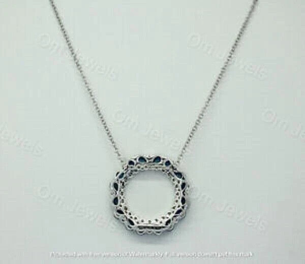 2Ct Pear Cut Blue Sapphire Circle Pendant 14K White Gold Finish 18″ Free Chain