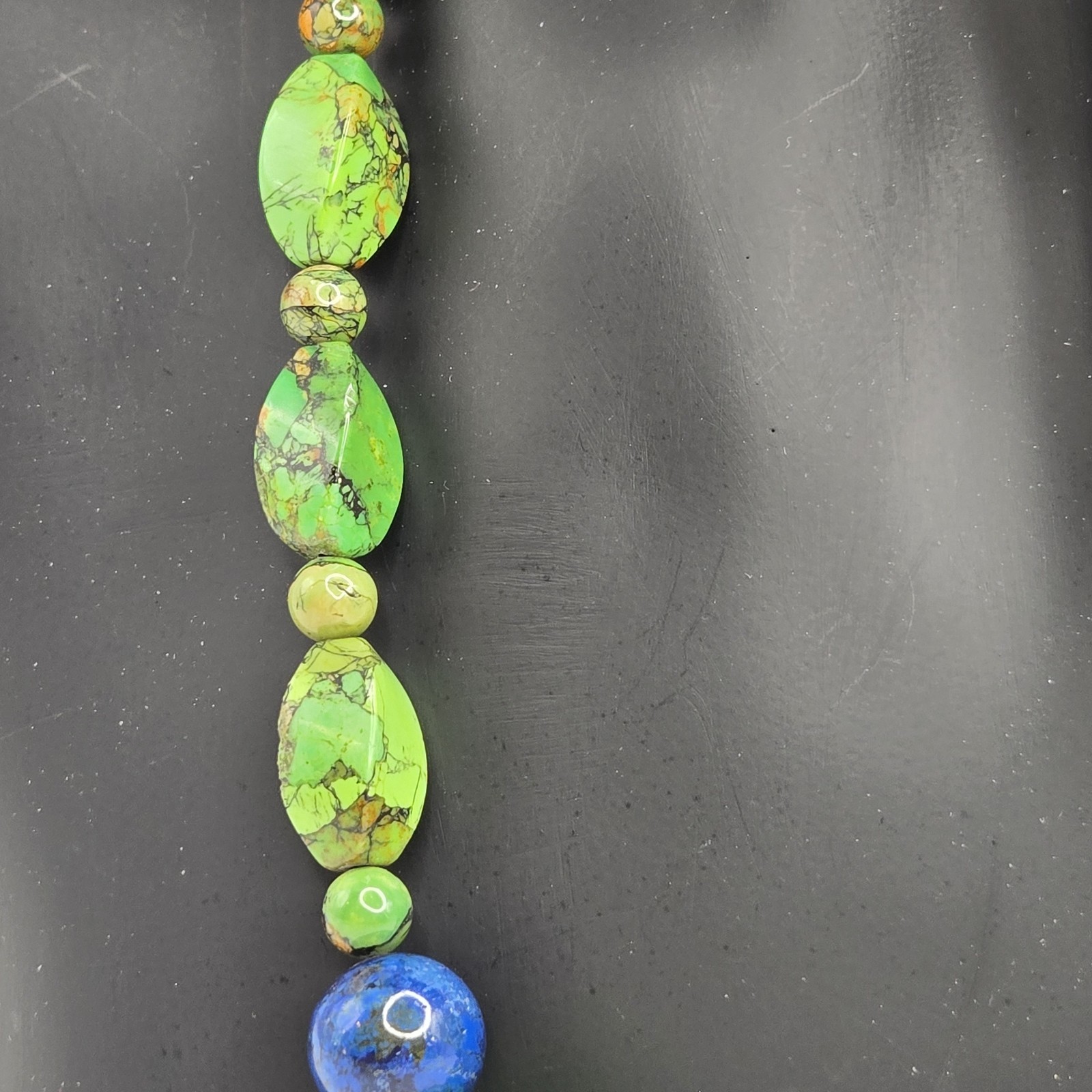 Jay King Purple Sugilite Green Blue Heavy Stone Necklace Sterling Clasp Chain