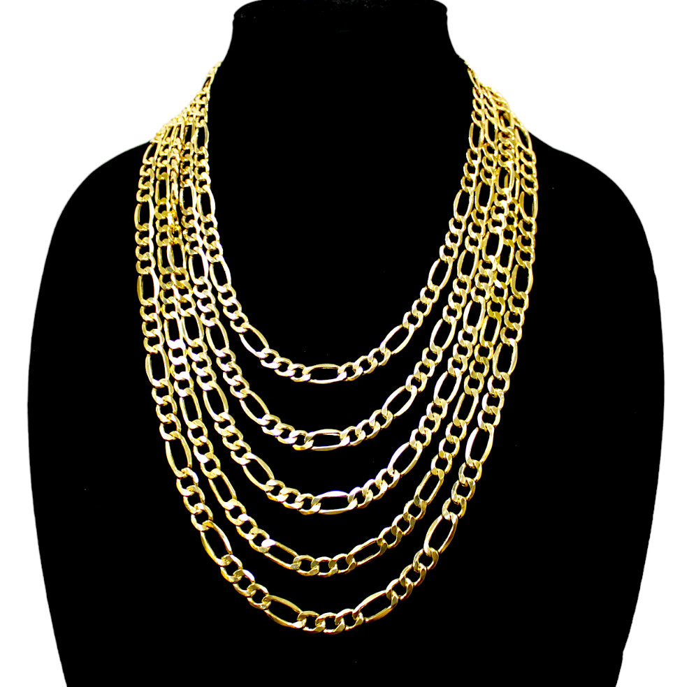14K Yellow Gold 1.5mm-12mm Solid Figaro Chain Necklace Link All Sizes Real