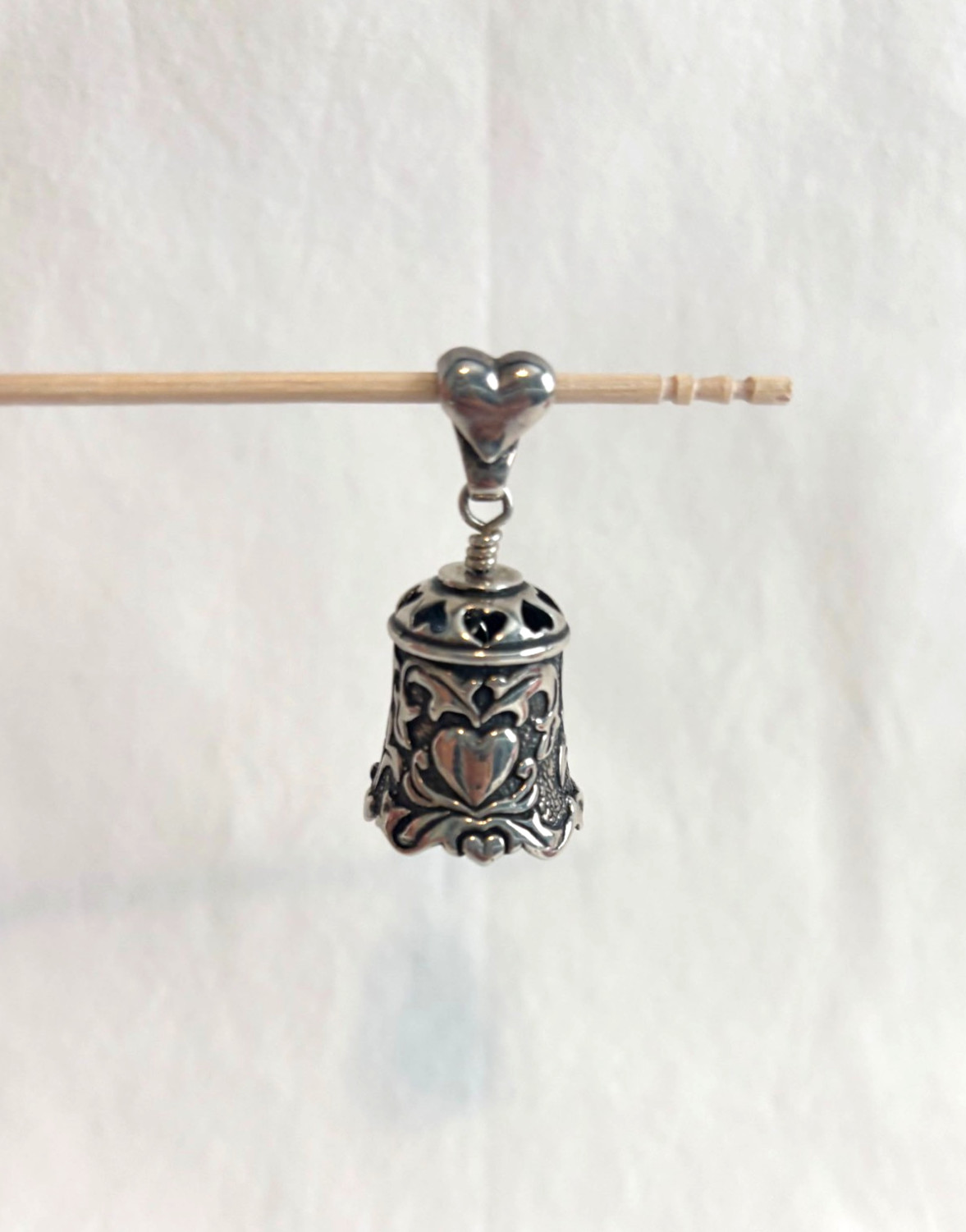 Sterling Silver Love Bell Hearts Pendant by Jewelry John The Bell Collection 925